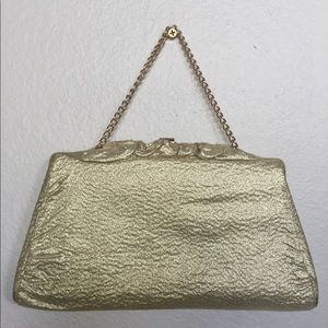 Vintage gold lamé clutch